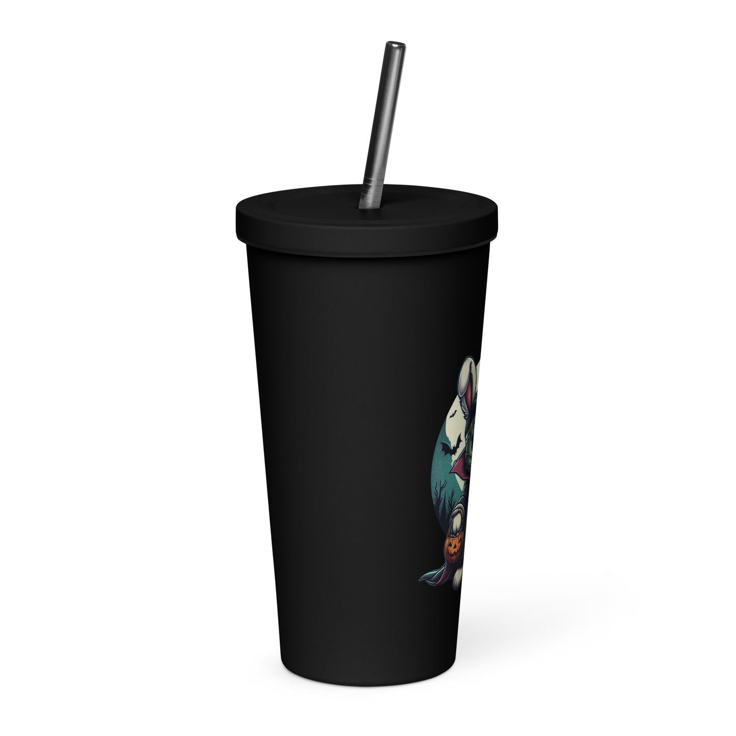 Frankenbunny insulated tumbler with a straw