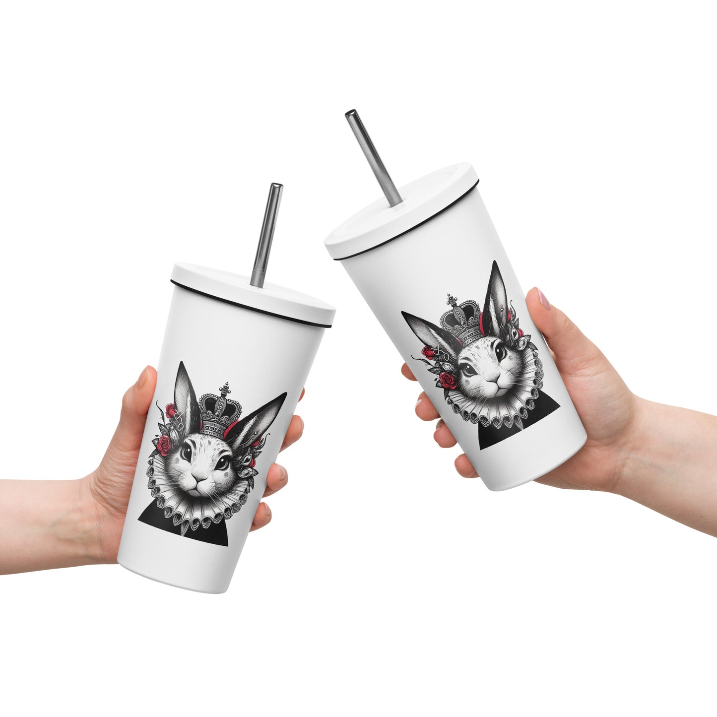 House of Hare Queen Hare insulated stainless steel tumbler with lid and straw