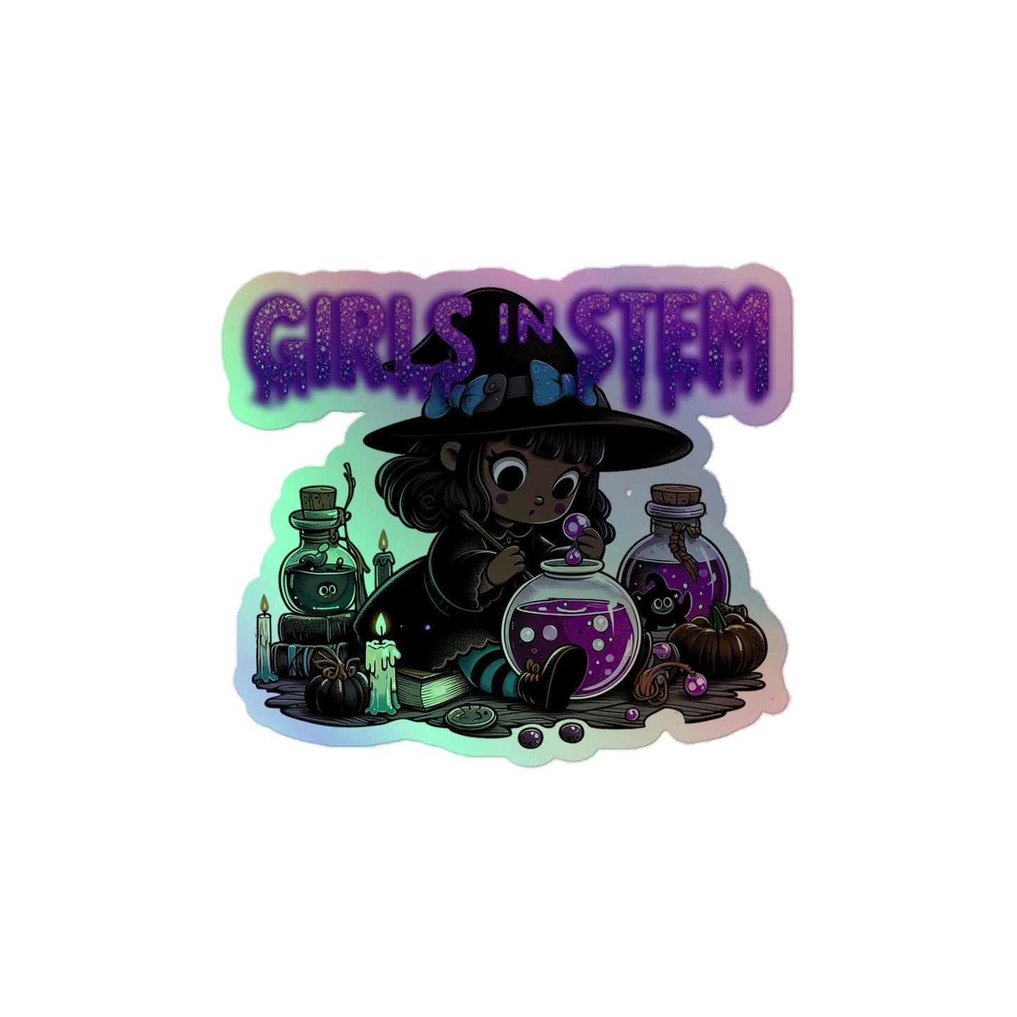 *Girls in STEM* Purple Potions holographic sticker