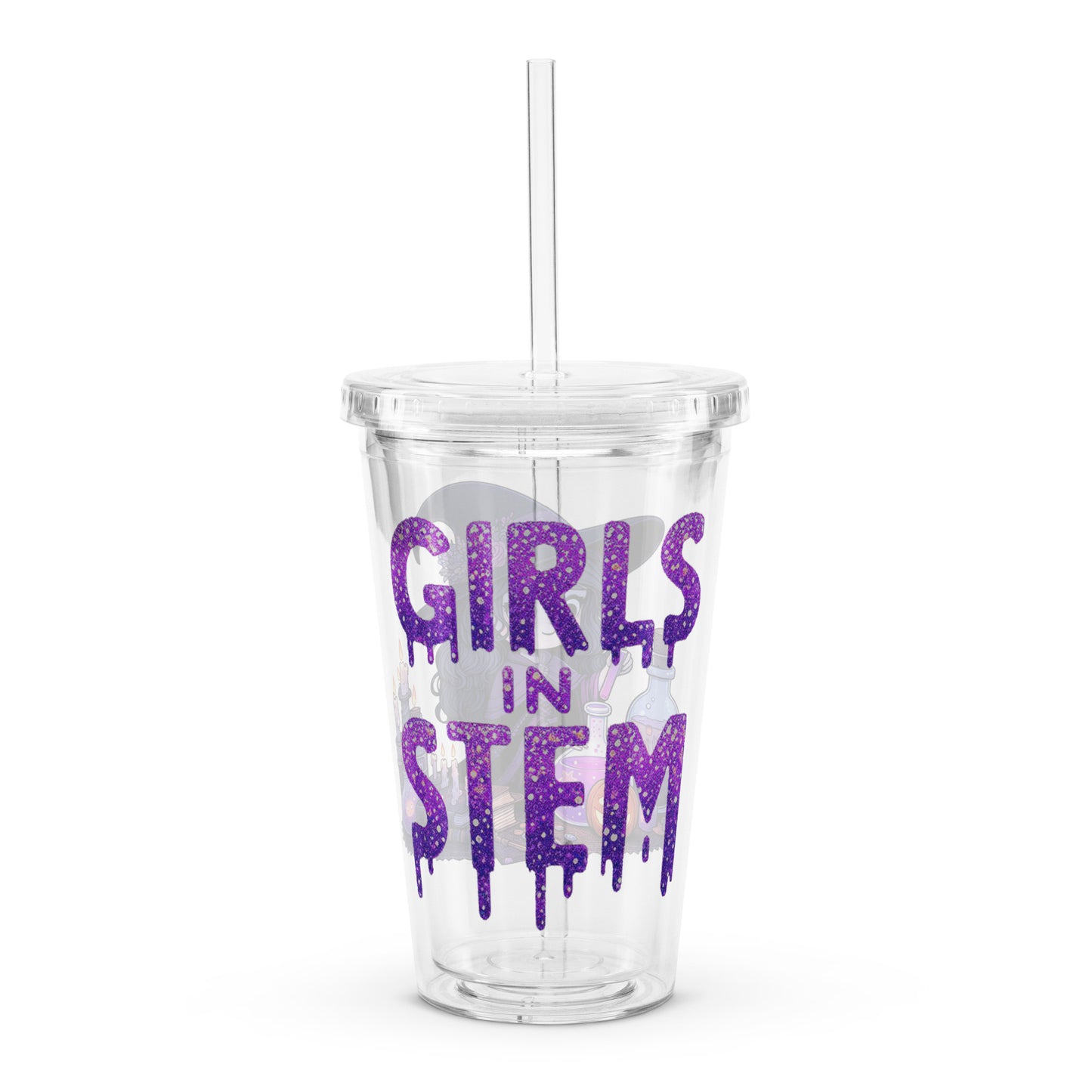 *Girls in STEM* Potions and Purple flowers clear insulated tumbler